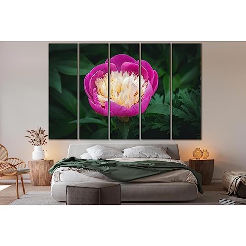 Toile fleur rose et blanche ZELLART decoration murale zen pour grand salon 90x60 cm