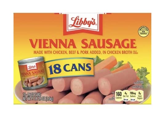 Libby's Hawaiian Vienna Sausages, Canned Sausage 4.6 Oz (Pack of 18)