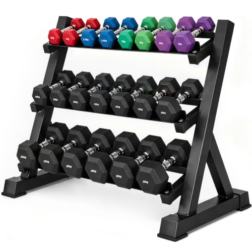 Image of Grefinity 3 Tier Dumbbell Rack, Weight Rack for Home Gym, Stand Only