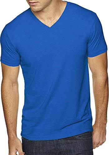Mens Basic V Neck Tee Solid Fit T Shirts (Medium,1hc04_ Royal Blue)