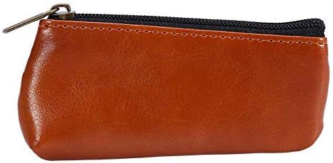 DEWIN Leather Tobacco Pouch Bag - Portable Zippered PU Case Holder for Preserving Tobacco & Smoking Pipe, 4.3 x 2.0 Inch