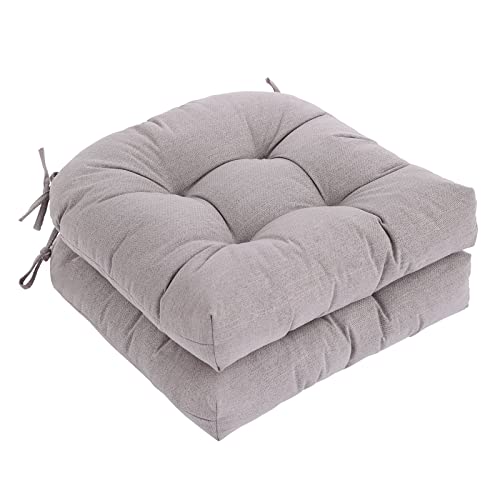 Tiita 17"X17" Patio Chair Pads Cushions, Outdoor/Indoor Seat Cushion With Ties, Waterproof Wicker Seat Chair Cushion, Square Floor Pillows Pad For All-Weather Dinettes/Antique Porch Swings (Grey) #TOP27