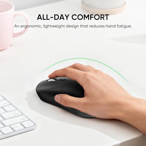 Image of MELOGAGA Wireless Gaming Mouse, 3-Mode Bluetooth /2.4G /USB-C, 8 DPI -Black | 800-6400 DPI, 1000hz Polling, Ultra-Light 71g Design with 120-Hour Rechargeable Battery for PC, Mac, PS5 & Tablets