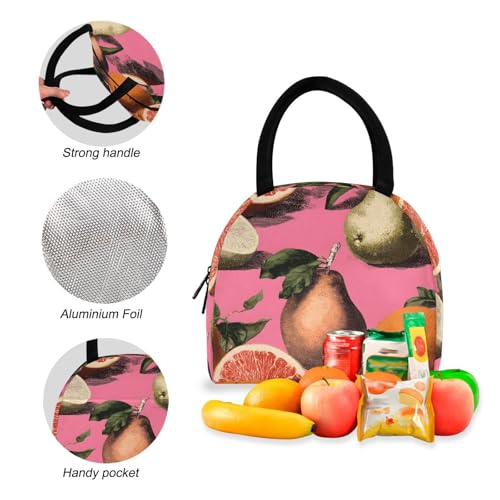 Vintage Fruits Print Backpack Set with Lunch Bag, Large Capacity Travel Backpacks and Lunch Box Insulated for Commute Hiking Picnic4