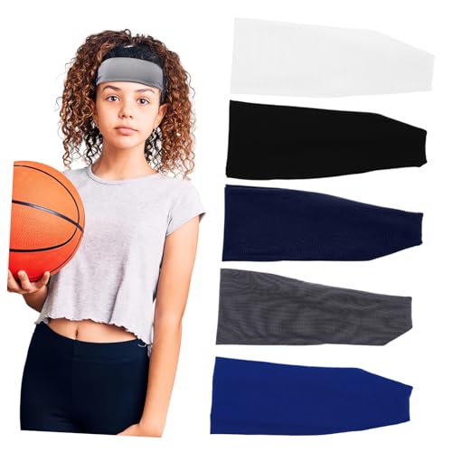 HAKIDZEL 6Pcs Sports Headbands Stretchy Breathable Sweat Absorbent Bands for Soccer and Fitness Activities Comfortable Fit for All Ages