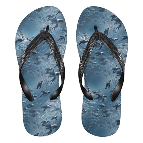 Flip Flop Sandals Swim Penguin Print for Women Men Beach Outdoor XS