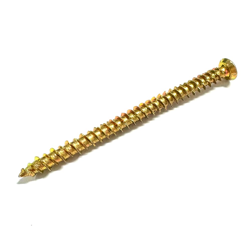 Heifix Carbon Steel Zinc-Plated Concrete Screws (QTY 100, 7.5mm x 102mm) FREE T30 Torx Bit Included - Flat Countersunk Head with Locking Ribs, Deep High/Low Thread for Maximum Hold - Image 2