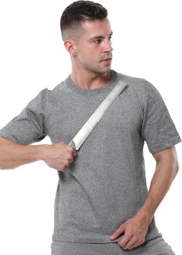BLUEZY T-Shirt De Protection pour Homme, Anti-Coupure Et Anti-Couteau, Équipement De Protection À 5 Niveaux, Gilet Anti-Couteau pour Homme, Gilet De Protection Résistant Aux Coupures B,XXL