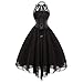 Produktbild Gothic Kleid Ärmelloses Minikleid Damen Mittelalter Spitzenkleid Steampunk Vintage Königliche Abendkleid Erwachsene Cosplay Kostüm Renaissance Maxikleid Schwarz Cocktailkleid (5XL, Schwarz)