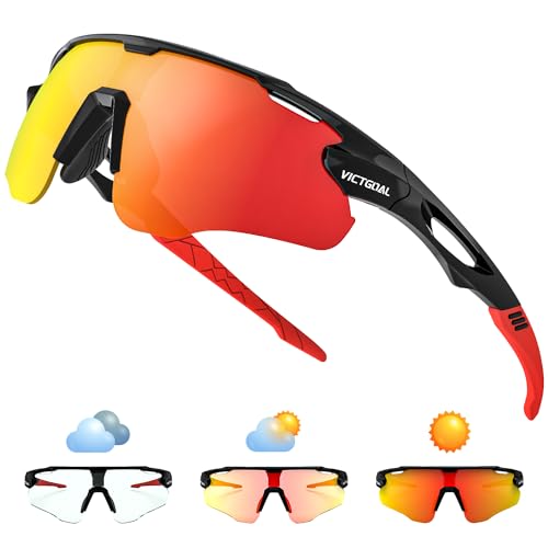 Image of Photochromic Sunglasses for Men Women, Transition Sunglasses for Cycling | Lightweight TR90 Frame, UV Protection, Photochromic Lens, Adjustable Nose Pad, Ideal for Cycling Driving Mtb Running