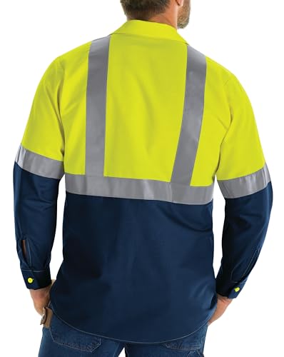 Image of Red Kap Men's Hi Visibility Long Sleeve Ripstop Work Shirt - Type R, Class 2