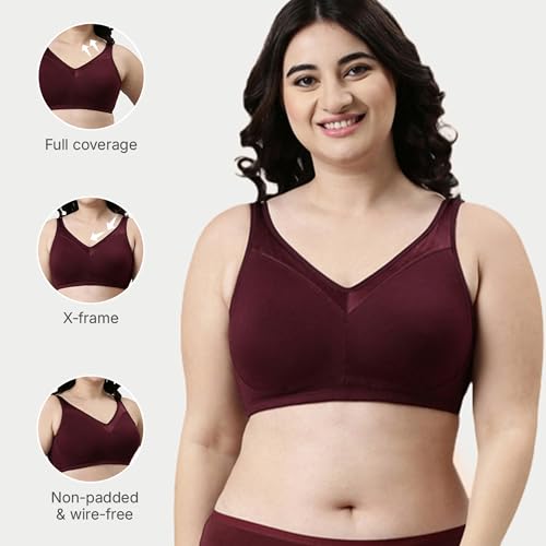 Image of Enamor Full Support Super Lift Women's Cotton Everyday Minimizer Bra - Non Padded, Wirefree, Full Coverage - A112 (Available in Plus Sizes)
