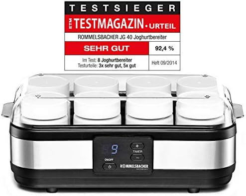Bild 1 - ROMMELSBACHER Joghurtbereiter JG 40 - für bis zu 1200 g Joghurt, LCD Display, 18 Stunden Zeitschaltuhr, automatische Abschaltung, elektronische Temperaturregelung, 8 Portionsgläser à 150 ml, 40 Watt