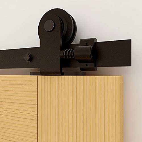CCJH 200 cm/6,6 Fuß Schiebetürsystem Eisenwaren Schienen-Set für Schiebetür Schwarz (T-Form)