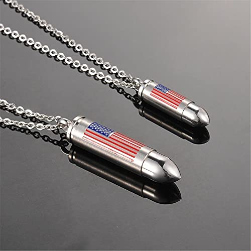 Urn Necklace For Ashes, Ash Necklace For Human Ashes, Cremation Jewelry Bullet Necklaces Ashes Keepsake American Flag Cremation Necklace Stainless Steel Memorial Pendant For Ashes For Men #TOP3