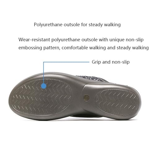 Platform Wedge Slippers, Womens Summer Open Toe Slip-On Glitter Fish Mouth Wedge Sandals, Outdoor Comfortable Breathable Beach Sandals, for Walk, Travel, Shopping, Office, Work, Beach3