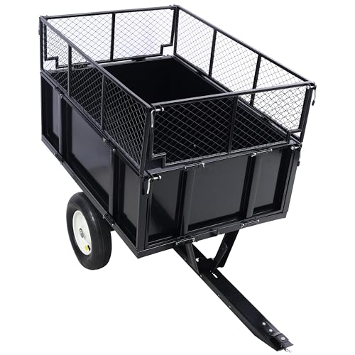 Heavy Duty ATV Trailer Steel Dump Cart, Garden Utility