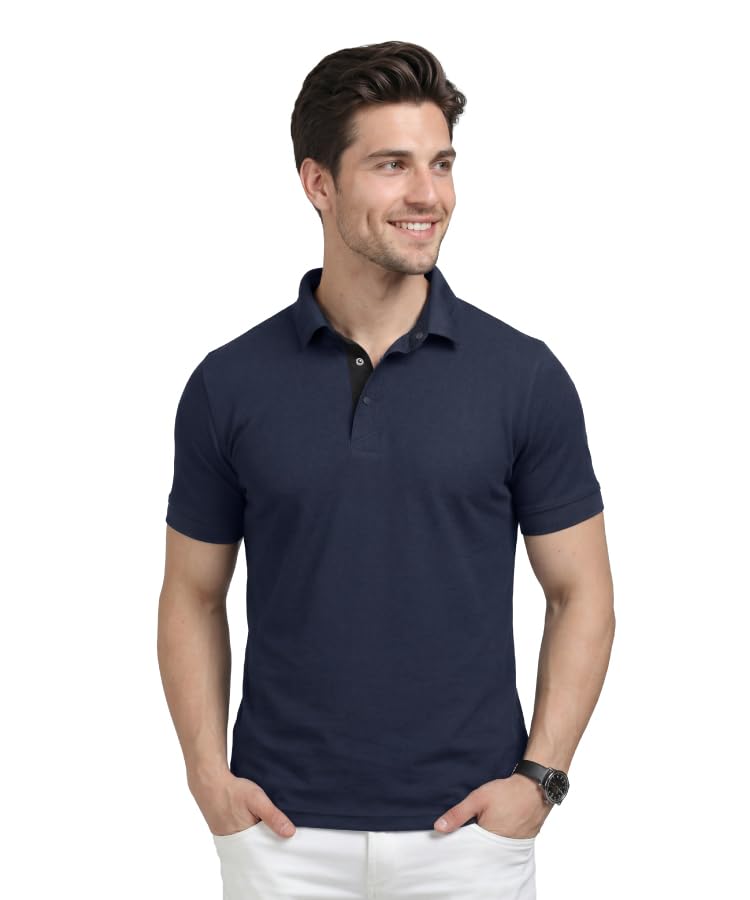 Image of AWG ALL WEATHER GEAR Men's Golfer Polo T-Shirt, Dri-Fit Quick Dry Moisture-Wicking Stretch Fabric, Regular Fit Half Sleeve Solid Collar Tee for Golf, Gym, Running, Office and Casual Wear