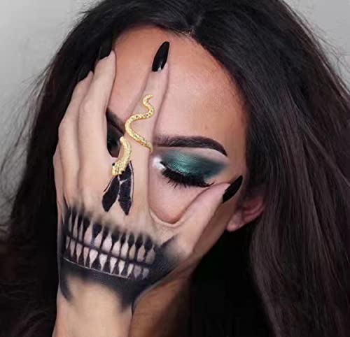 Wll Retro Personalized Snake Adjustable Open Rings Punk Gothic Snake Finger Ring For Women Simple Charm Animal Jewelry(D:textured Gold) #TOP2