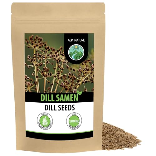 Alpi Nature Dillsamen 1kg, Dill Samen ganz für Gewürzmischungen und Kräutertee, Einlegegewürz