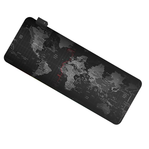 Tapis de souris gaming RGB rectangulaire souple et doux en caoutchouc noir antidérapant