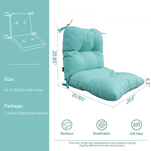 Bossima HB007ODG Outdoor Indoor High Back Chair Tufted Cushions Comfort Replacement Patio Seating Cushions Set Of 2 Deep Green thumb #1