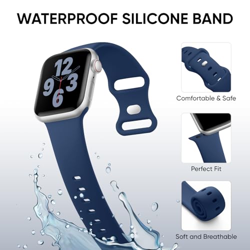 Silicone Band Compatible with Apple Watch Bands for Women 40mm 44mm 45mm 46mm 38mm 41mm 42mm 49mm Ultra Men, Sport Strap for iWatch Bands Series 10 9 8 7 6 5 4 3 SE