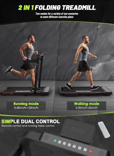 Decorcn Folding Treadmill, 2.5HP Under Desk Treadmill with Bluetooth Speaker, Remote Control Wide Running Belt Walking Running Machine for Home Office Fitness - Image 3