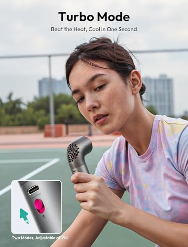 Image of Aecooly Portable Handheld Fan, Powerful Turbo Air Tube Fan, 19000 RPM High Speed Aero Ultra, 15H Max Cooling Time, 7 Speeds Aluminum Case, Mini Pocket Design, for Travel Beach Outdoor Activities -Grey