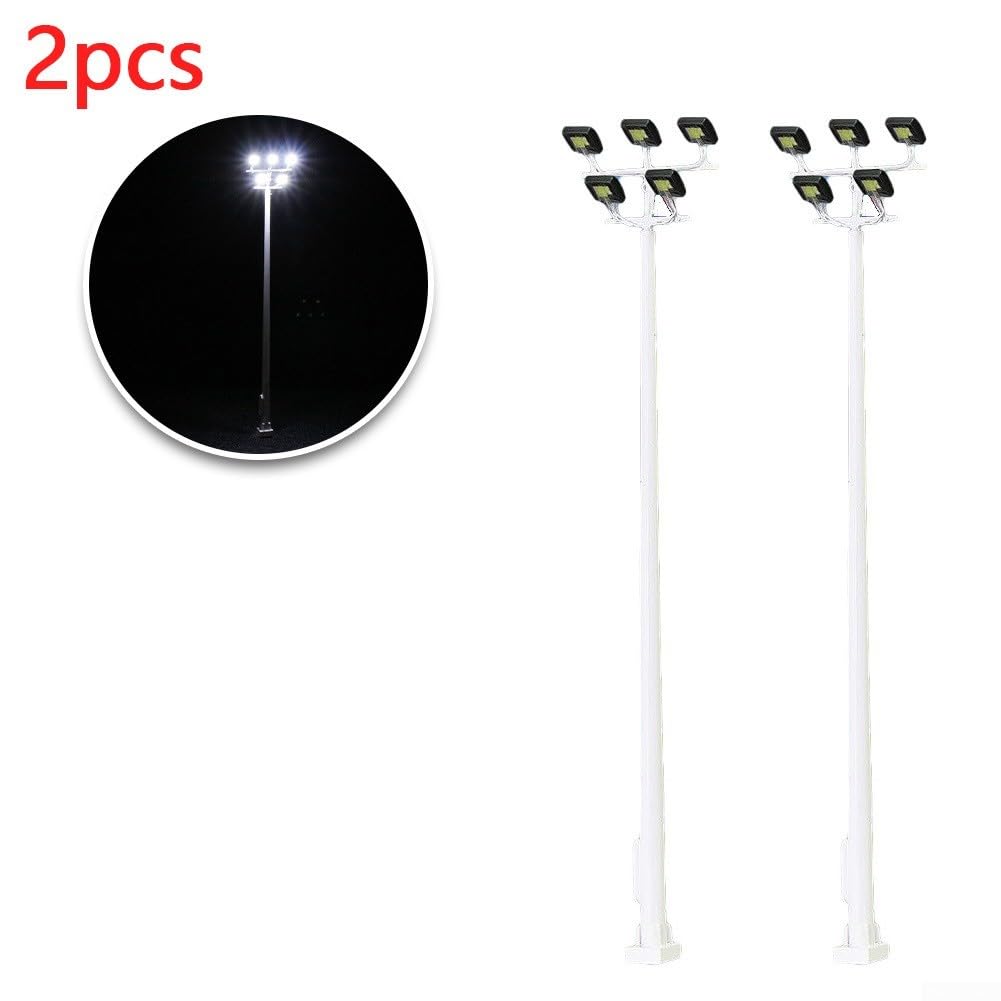 2 Pack N Scale Model Led Lamppost Lamps Square Field Street Lights For Trains And Building Layouts