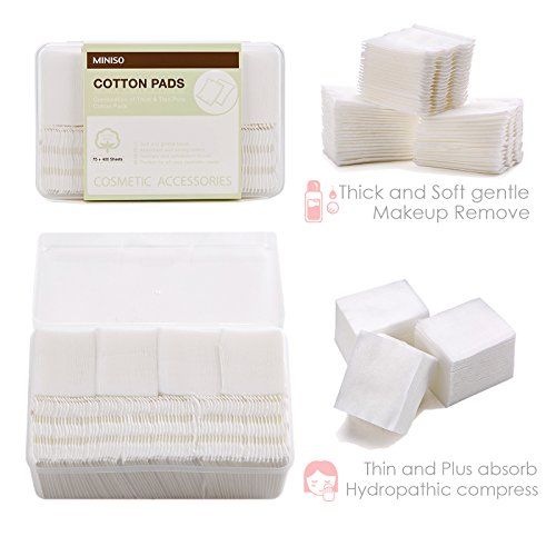 Image of MINISO Thick & Normal Combo Cotton Pads 75PCS+400PCS Makeup Remover Cosmetic