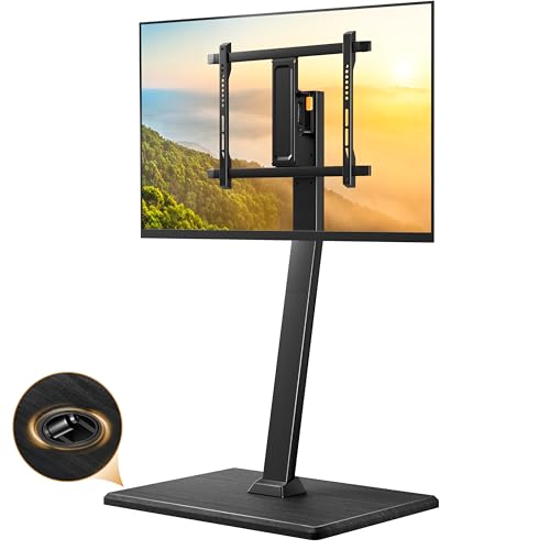 Perlegear Rolling TV Stand with Power Outlet, Tilt and Swivel Mobile TV Cart with Hidden Casters,...