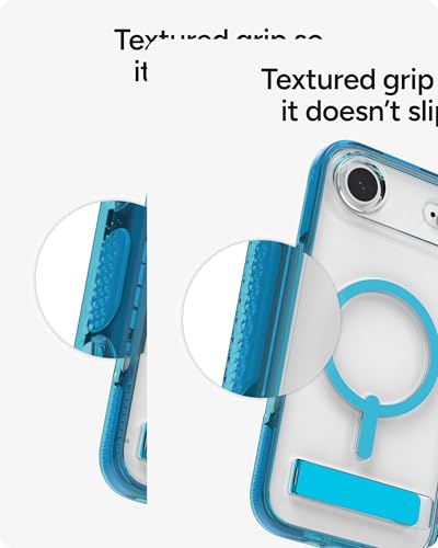 Image of ZAGG Santa Cruz Snap Case with Kickstand for iPhone 17 Pro - Tranquil Blue, Drop Protection (13ft /4m), MagSafe Charging Compatible, ClearGuard Anti-Yellowing Technology, Scratch Resistant Phone Case