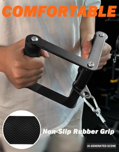 Fitarc Double D Row Handle Cable Attachments for Gym, Non-Slip V Bar Attachment for Home Gym Equipment, T Bar Row Attachment for Back Training, LAT Pulldown Attachments and Cable Machine Attachment - Image 4
