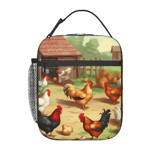 BYPPJGH Lonchera de gallina asada con aislamiento, reutilizable, gran capacidad, a prueba de fugas, bolsas de comida para mujeres y hombres, trabajo, oficina, picnic, viajes