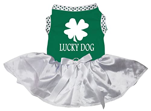 Robe pour chiot Clover Lucky Dog verte et blanche en taille XS - 2