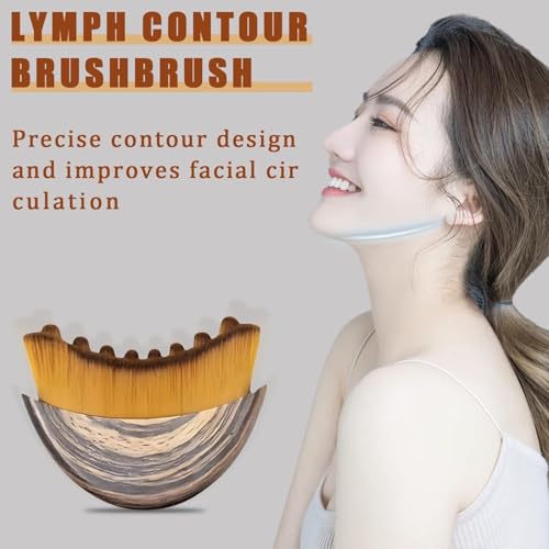 Image of Lymphatic Contour Face Brush, Manual Lymphatic Drainage Massager, Natural Makeup Brushes with Durable Soft Bristles, Hypoallergenic Ergonomic Facial Cleansing Brush for Sculpting