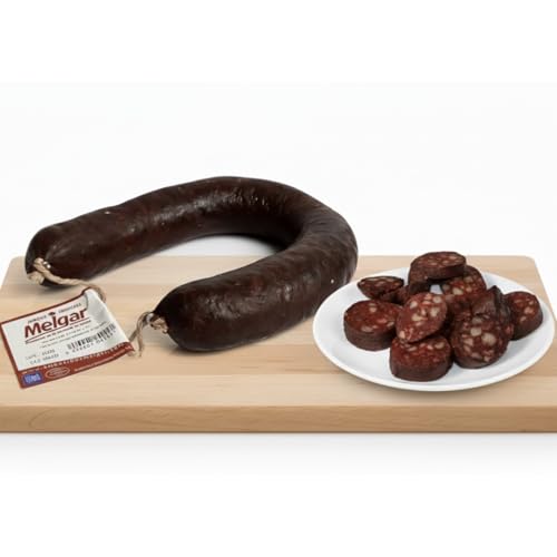 Morcilla Rondeña Curada con Pimentón - Receta Artesana de la Serranía de Ronda - Ideal para Barbacoas, Guisos y Revueltos - Sin Gluten y Sin Lactosa - Pieza 350g al Vacío