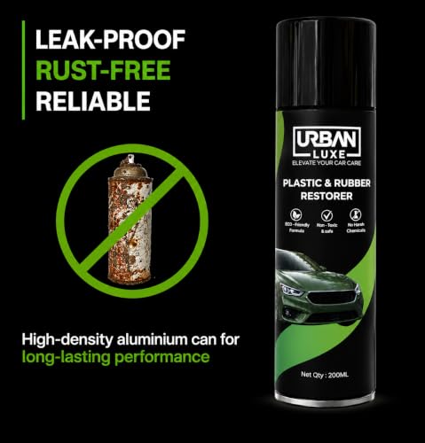 Image of Herbal Plastic & Rubber Restorer Spray with Neem Extract | Antibacterial Formula | Restores Faded Plastic, Vinyl & Rubber | Dashboard Door Trim, Bumper,Exterior Shine | UV Protection