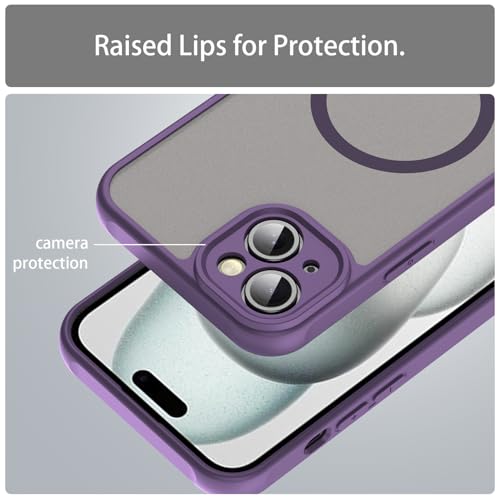 Coque iPhone 15 Plus compatible MagSafe Asuwish violette 6,7 pouces mate