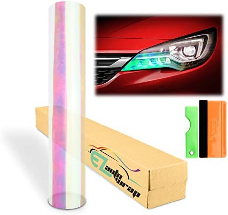 EZAUTO WRAP Free Tool Kit 12"x24" (1FT x 2FT) Chameleon Neo Pearl Clear Transparent Headlight Taillight Fog Light Side Marker Vinyl Tint Film Self Adhesive - 1