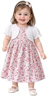 BOTGO Girl's Crispillo Floral Printed Frock with Short Sleeves T-Shirt | Summer Polyester Knee-Length Baby Dress | Frock f... Price In India