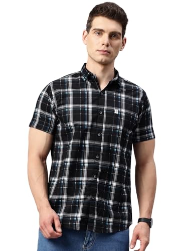 Image of Majestic Man Slim Fit Short Sleeve Checked Pure Cotton Casual Shirt