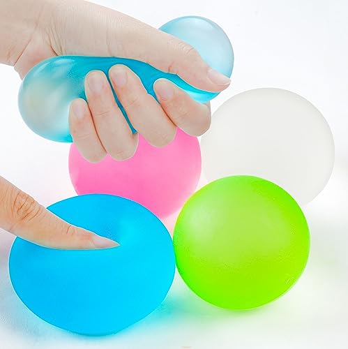 Ainiv 4 Stück Leuchtend Antistressball, Anti Stress Ball Fidget Fun Toy, Massagebälle Handtrainer, Angst Abbauen Sensorische ADHD Spielzeug Geschenk, Wurfball Spielzeug für Erwachsene
