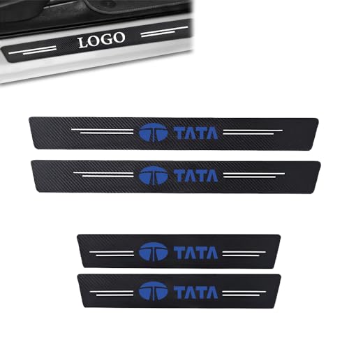 Image of 4PCS Car Door Carbon Fiber Sill Edge Anti-Scratch Guard Protector Accessories Compatible for Nexon, Punch, Harrier, Altroz, Tiago, Tigor, Curvv, EV, Sierra, Xpres