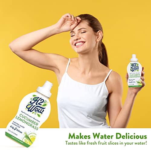 H2Wow Water Enhancer Drops – Organic & Natural Extracts Of Real Fruit - A Hint Of Organic Stevia - Delicious Cucumber Lemongrass Flavored Water 11Oz/125 Servings #TOP2