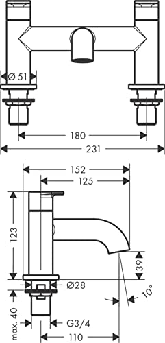 hansgrohe Vernis Blend 2-hole rim mounted bath mixer, chrome, 71442000, exposed installation - Image 3