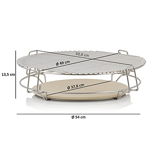 BBQ-Toro Sistema de Ahumado de Acero Inoxidable para Barbacoa Portátil de Ø 54 cm | Apto para Barbacoas Weber de Ø 57 cm y Muchas más | Parrilla con 3 Niveles y Piedra de Pizza - imagen 4