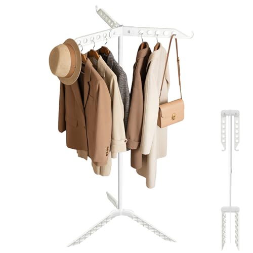 Valyrane Tendedero Plegable Vertical de 3 Brazos con 360° Giro, Tendedero Torre para Interior y Exterior, Tenderete Ahorrador de Espacio para Balcón y Baño, Ligero y Resistente, Carga 25kg (Blanco)