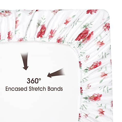 Image of PHF Soft Bassinet Sheet Set, 2 Pack Silky Comfy Breathable Cradle Sheets for Baby Girls, Univeral Fit for Most Cradle and Bassinet Mattress, Watercolor Floral